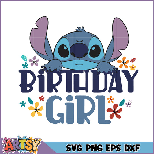 Stitch Birthday Girl SVG Cut File