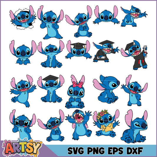 Stitch SVG Bundle 20 Cute Poses