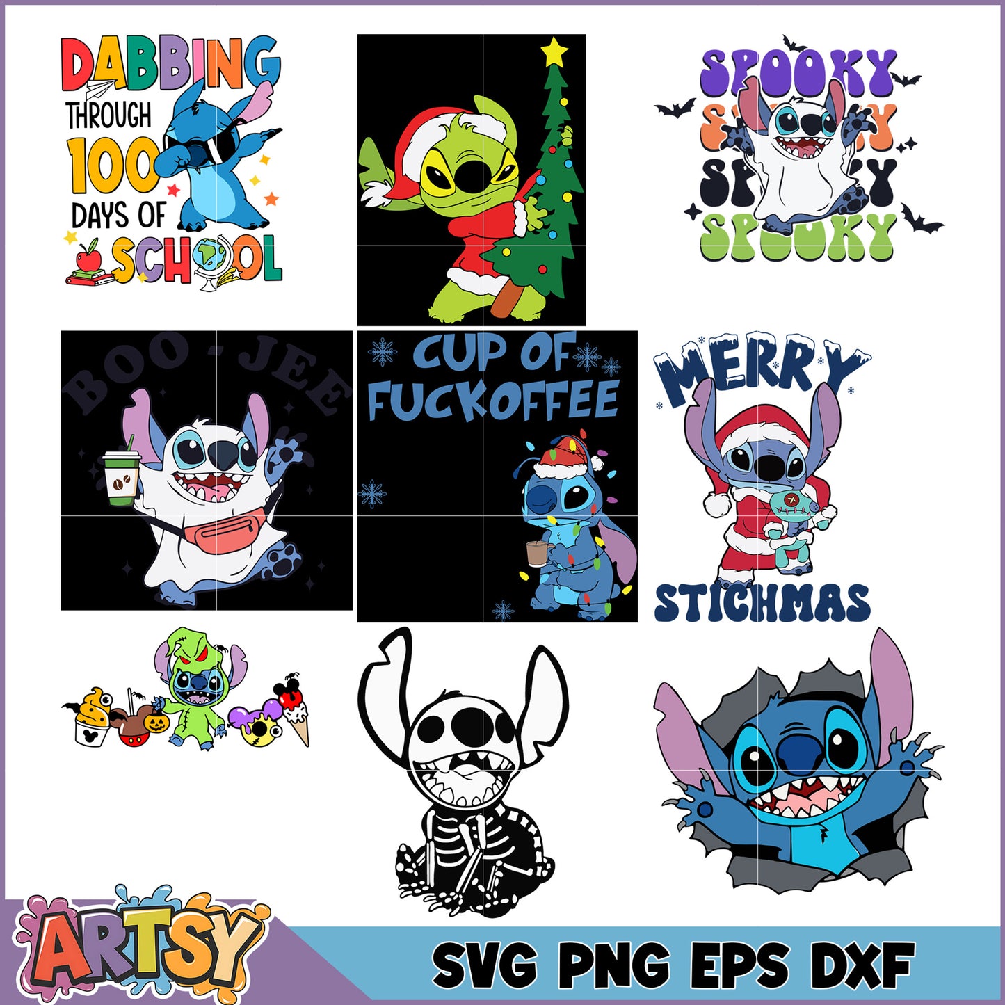 Stitch SVG Bundle Cute Designs PNG EPS DXF