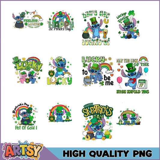 Stitch St Patricks Day PNG Bundle High Quality