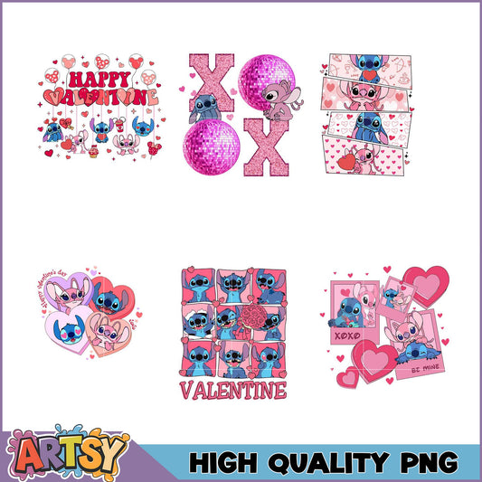 Stitch Valentine's PNG Bundle High-Quality Designs