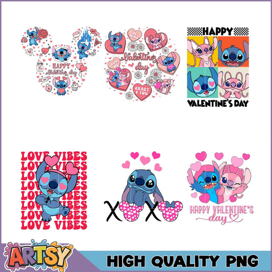 Stitch Valentines Day PNG Bundle High Quality