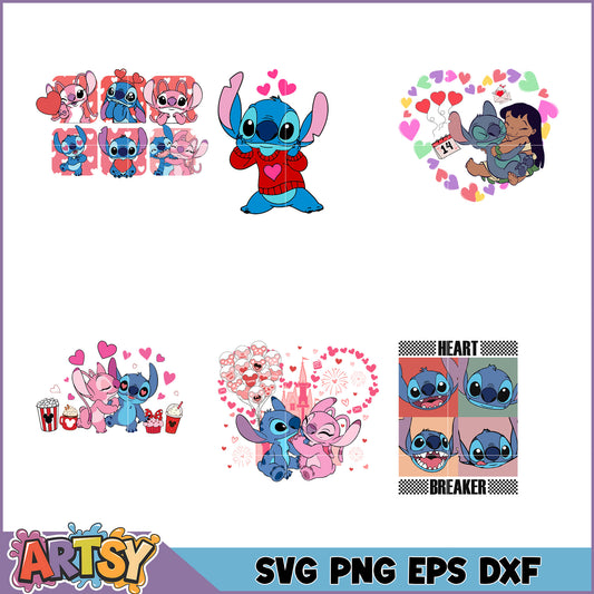 Stitch Valentines SVG Bundle PNG EPS DXF