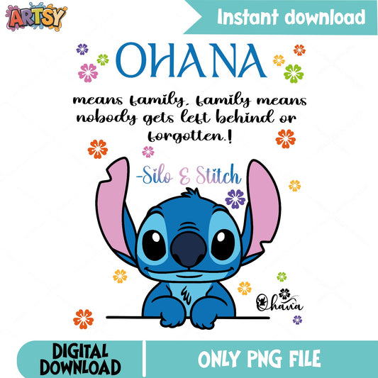 Stitch Ohana Means Family PNG, Lilo And Stitch PNG, Disney PNG