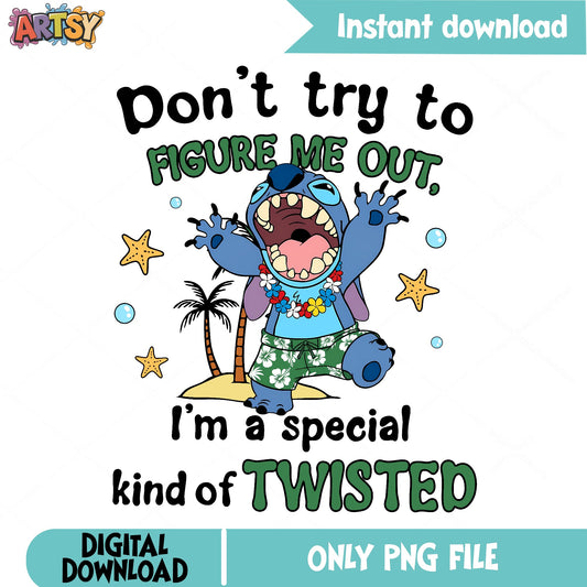 Stitch Special Kind Of Twisted PNG, Funny Stitch PNG, Disney PNG