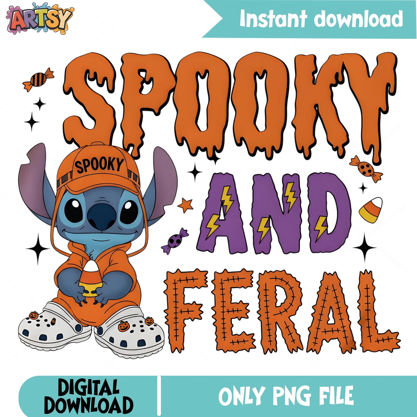 Stitch Spooky And Feral PNG, Halloween Stitch PNG, Disney PNG