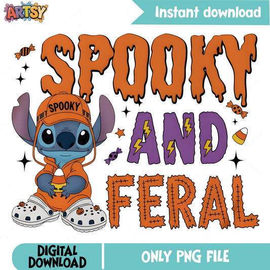 Stitch Spooky And Feral PNG, Halloween Stitch PNG, Disney PNG