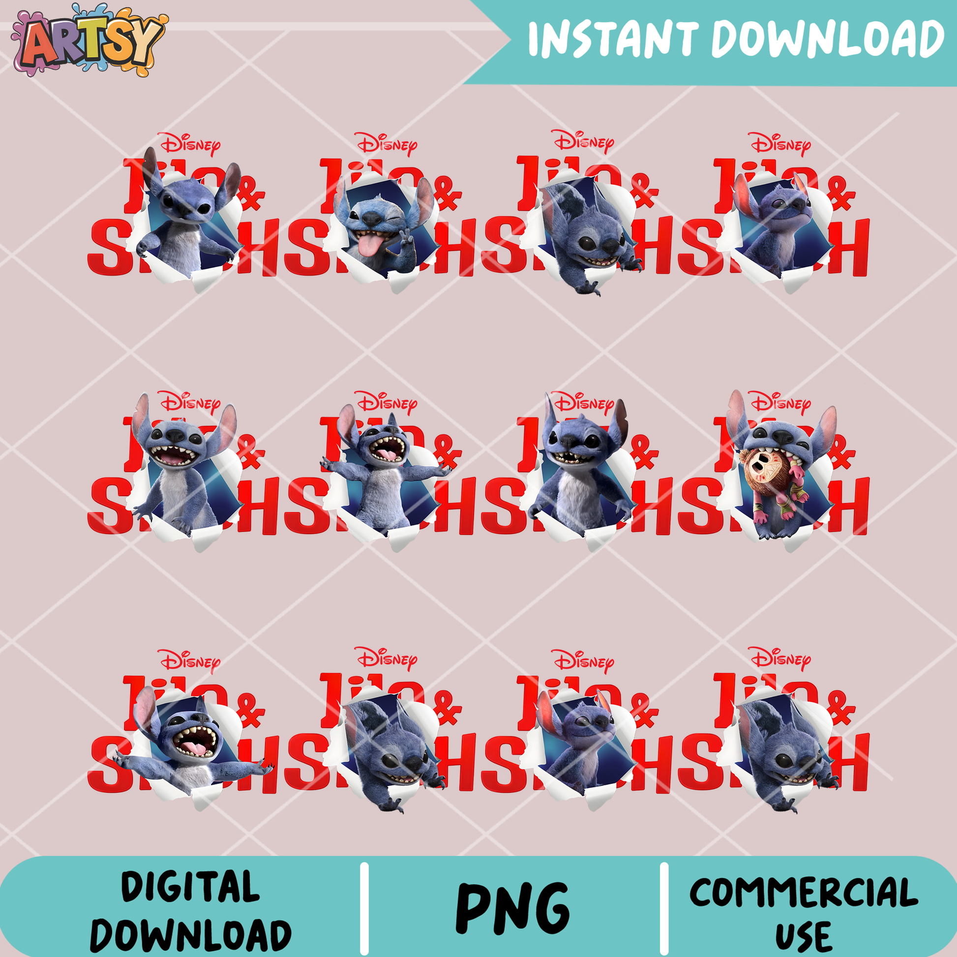 Stitch cute in movie png bundle, new stitch movie png, disney stitch png