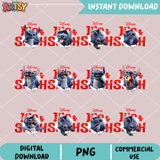Stitch cute in movie png bundle, new stitch movie png, disney stitch png