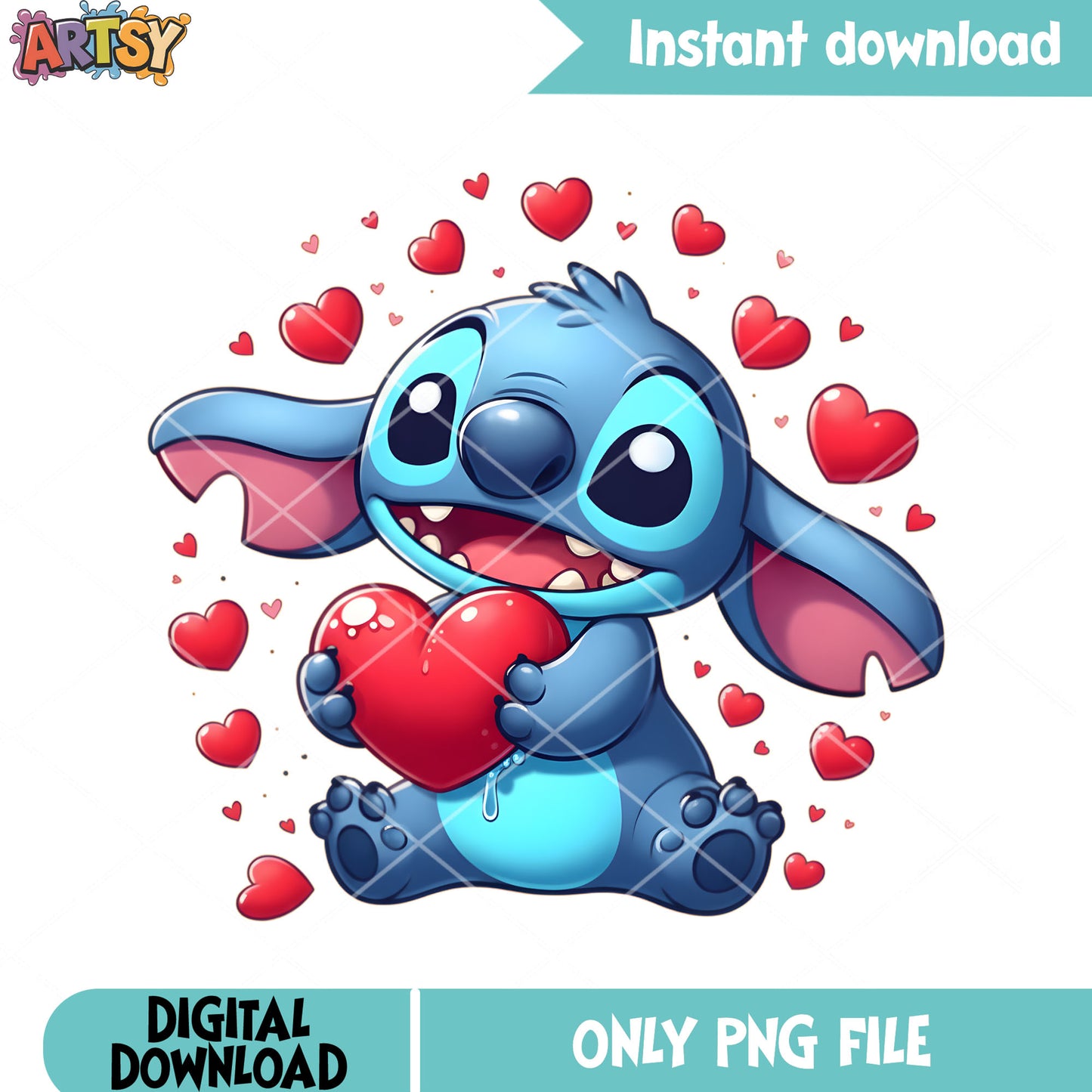 Stitch cute valentines png, valentine season png, valentine heart png