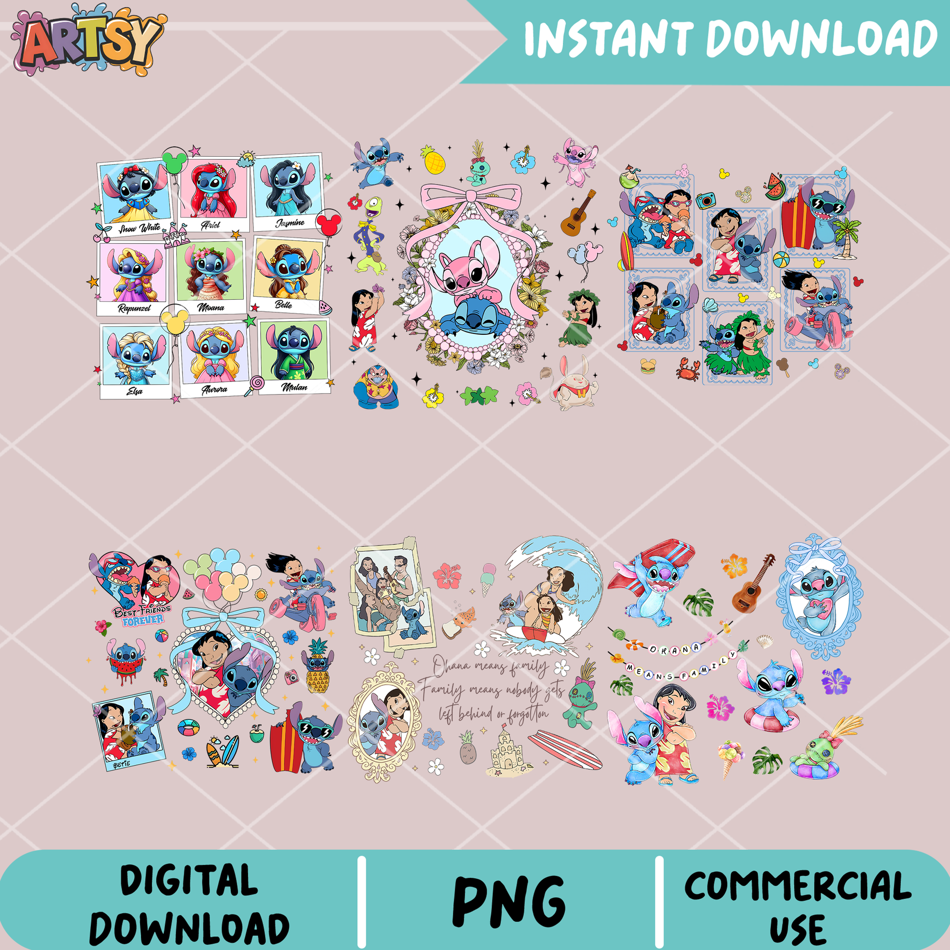 Stitch disney friends png bundle, stitch disney png, stitch friends png