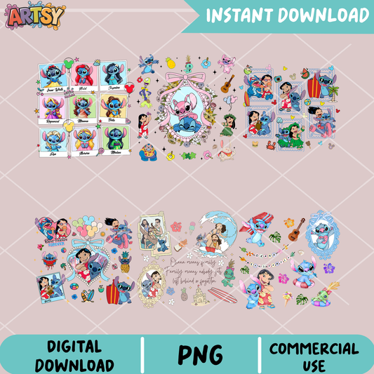 Stitch disney friends png bundle, stitch disney png, stitch friends png