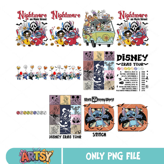 Stitch disney nightmare png bundle, stitch halloween png, stitch costume png