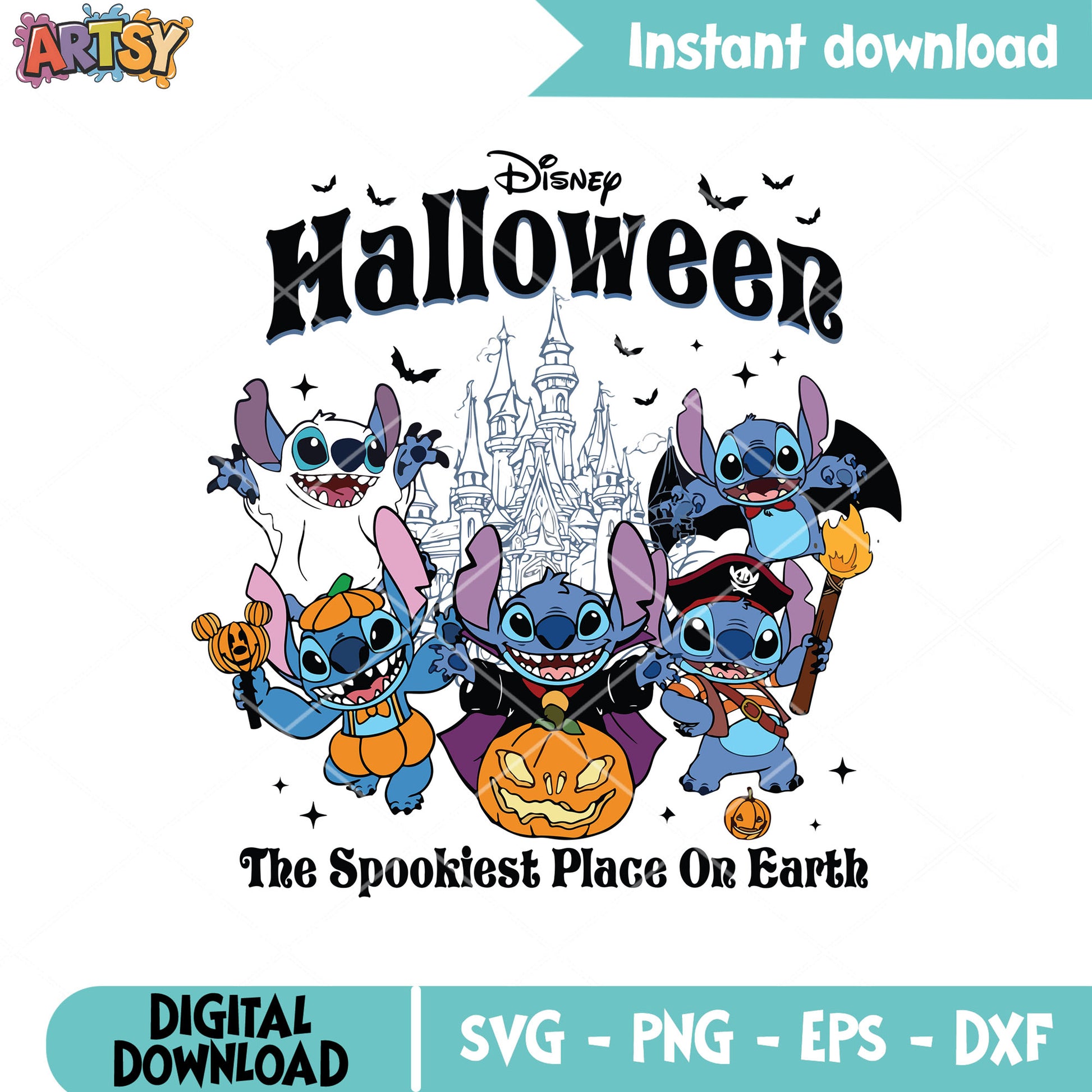 Stitch disney spookiest place svg, stitch halloween svg, stitch pumpkin svg