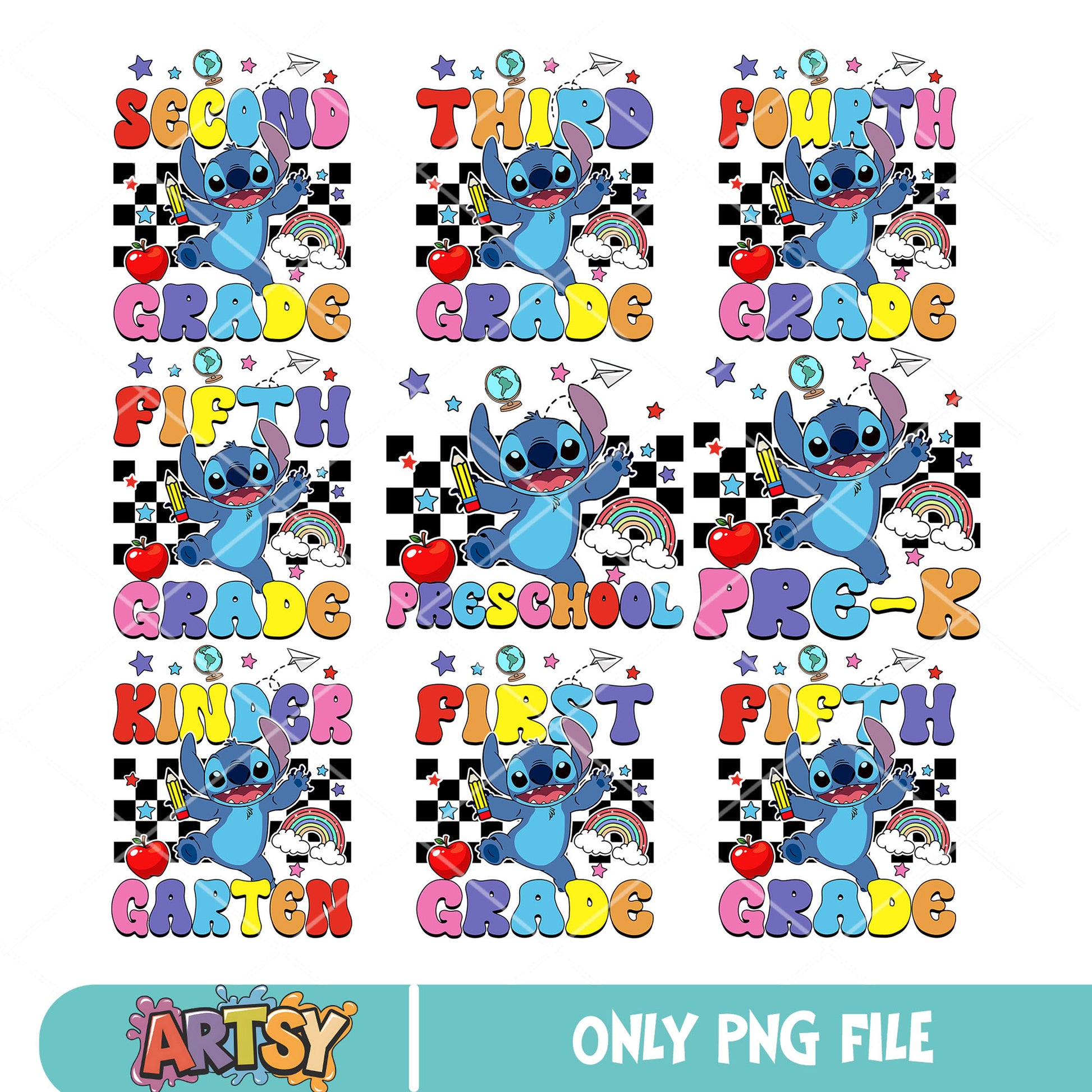Stitch grade vibes png bundle, stitch school png, back to school png