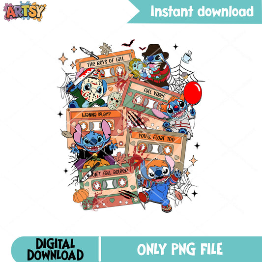 Stitch horror vibes png, stitch halloween png, halloween vibes png