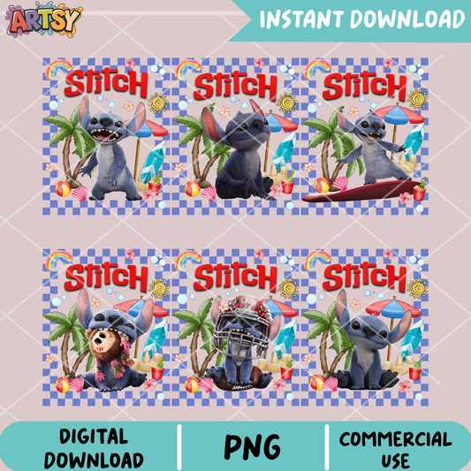 Stitch in hawaii png bundle, stitch hawaii png, cute stitch png