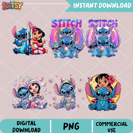 Stitch love lilo png bundle, stitch and lilo png, love stitch png