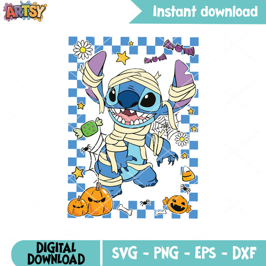 Stitch mummy vibes svg, stitch mummy​ svg, stitch halloween svg
