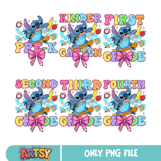 Stitch school prep png bundle, lilo and stitch 2025 png, prep school​ png