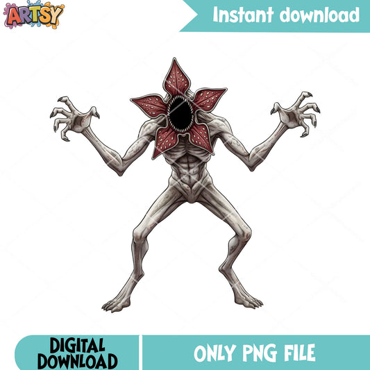 Stranger things demogorgon monste png, fan art creature png, funny png