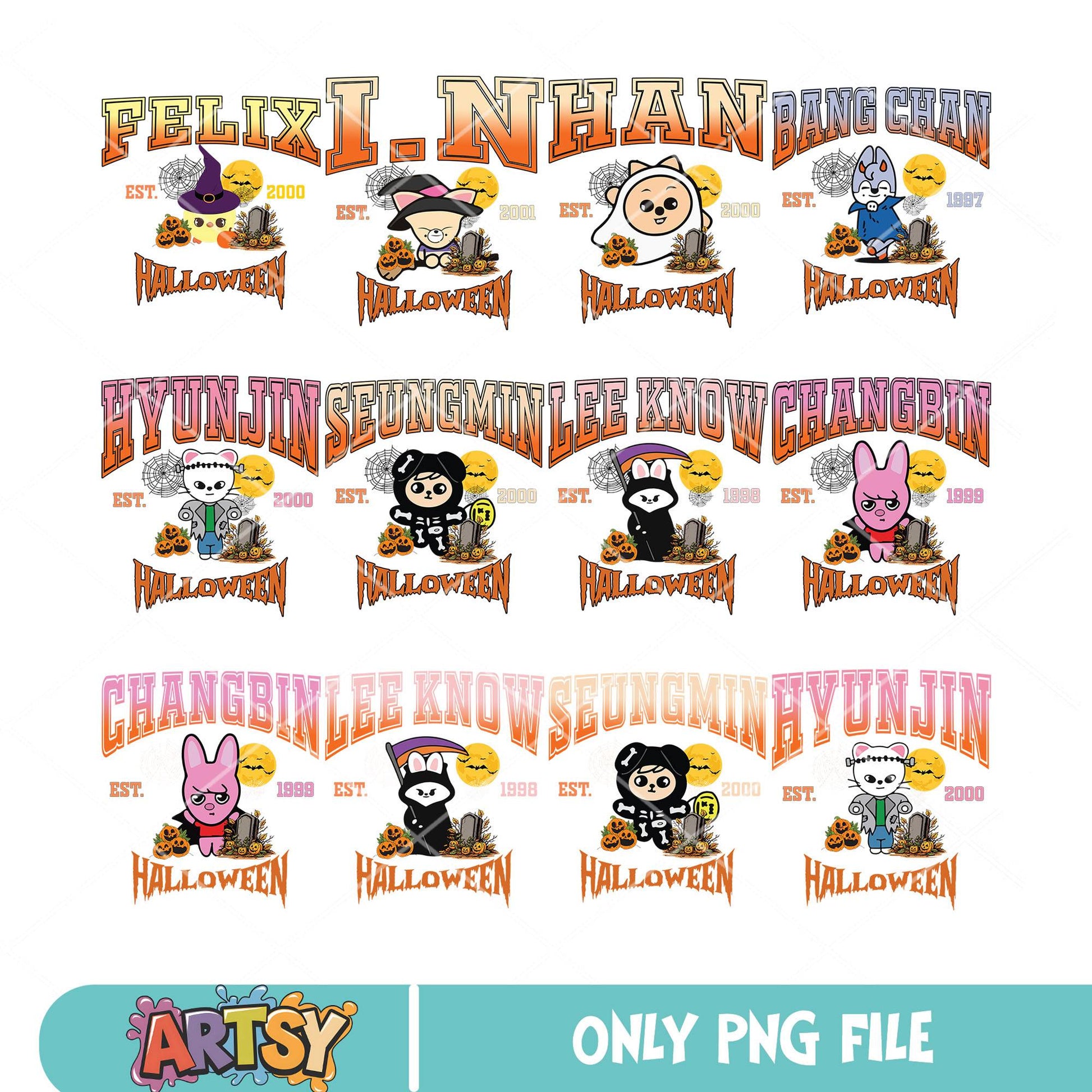 Stray kid halloween est png bundle, stray kid png, halloween est png