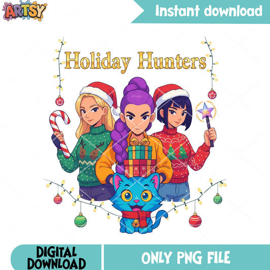 String lights christmas png, christmas gifts​ png, huntrix png