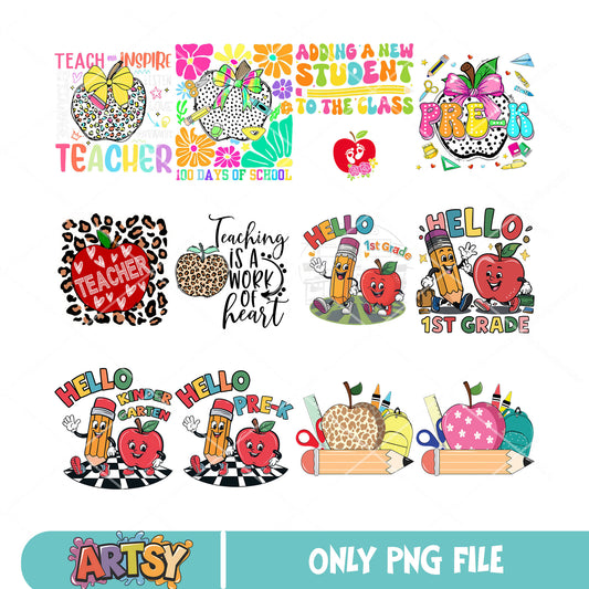 Student class school png bundle, apple school png, teach day png
