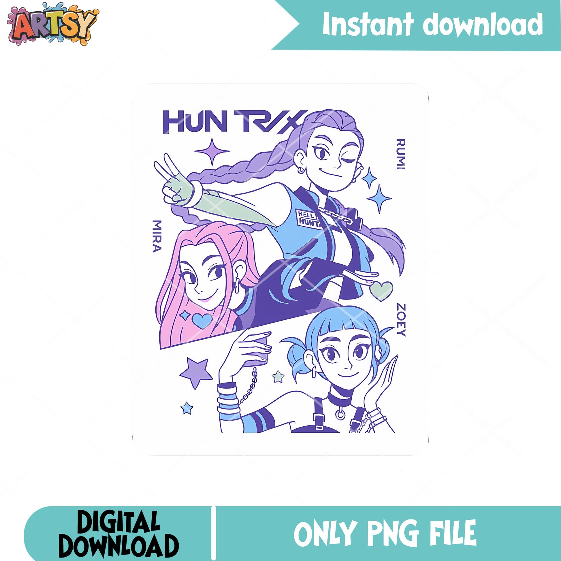 Stunning huntrix girl card png, huntrix member png, huntrix movie png