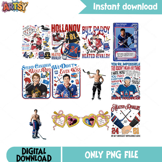 Stupid canadian bird heated png bundle, hockey vibes png, hockey romance png