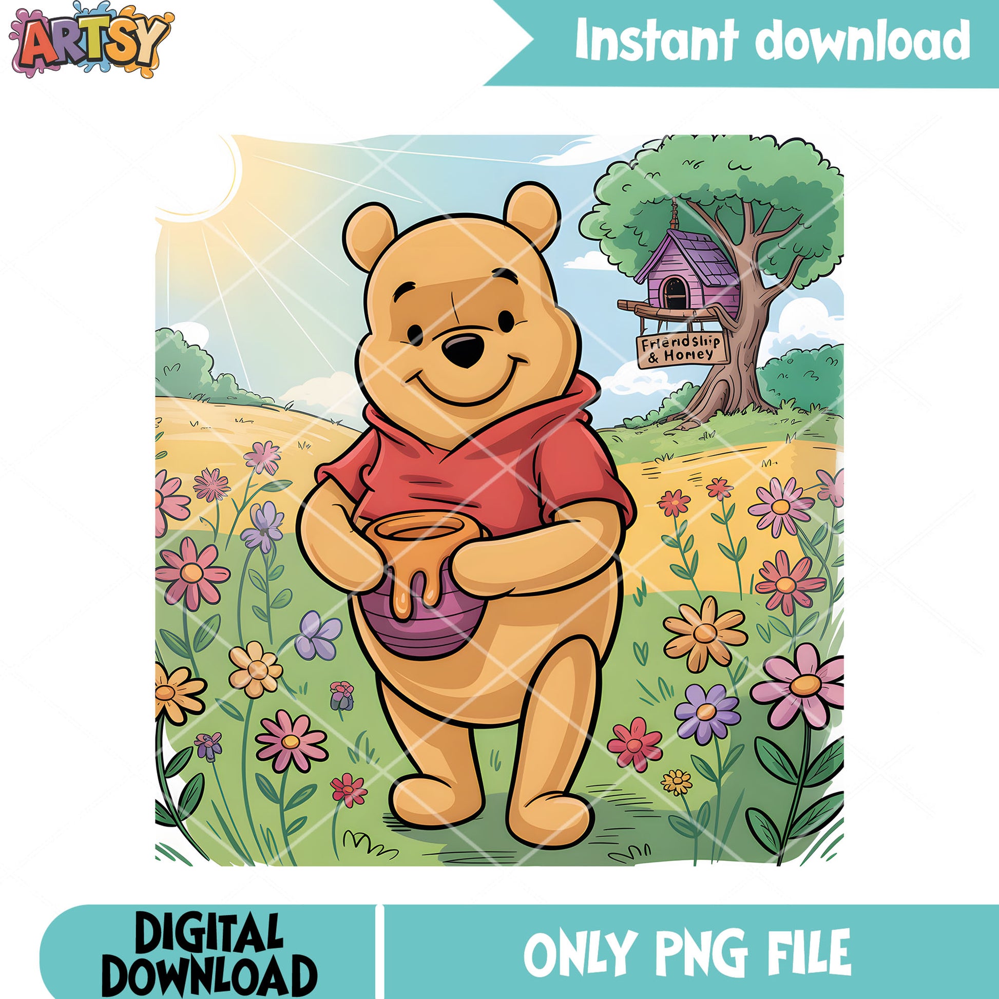 Summer vibes pooh bear png, winnie the pooh png, pooh home png