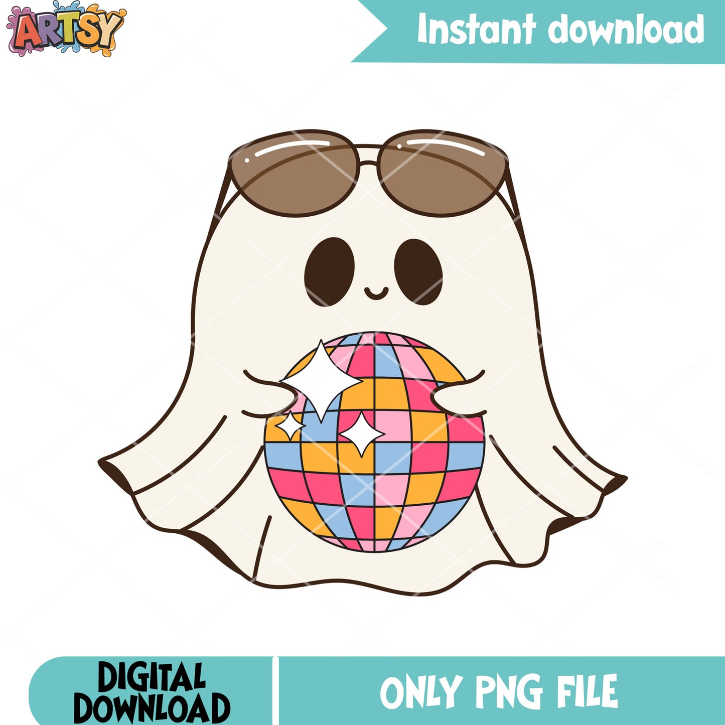Sunglasse ghost disco ball png, scary blanket png, halloween scary png