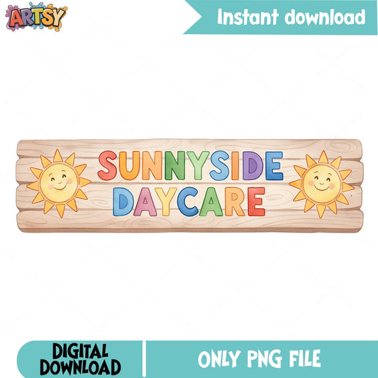 Sunnyside Daycare PNG, Cute Sun Sign Clipart, Daycare PNG