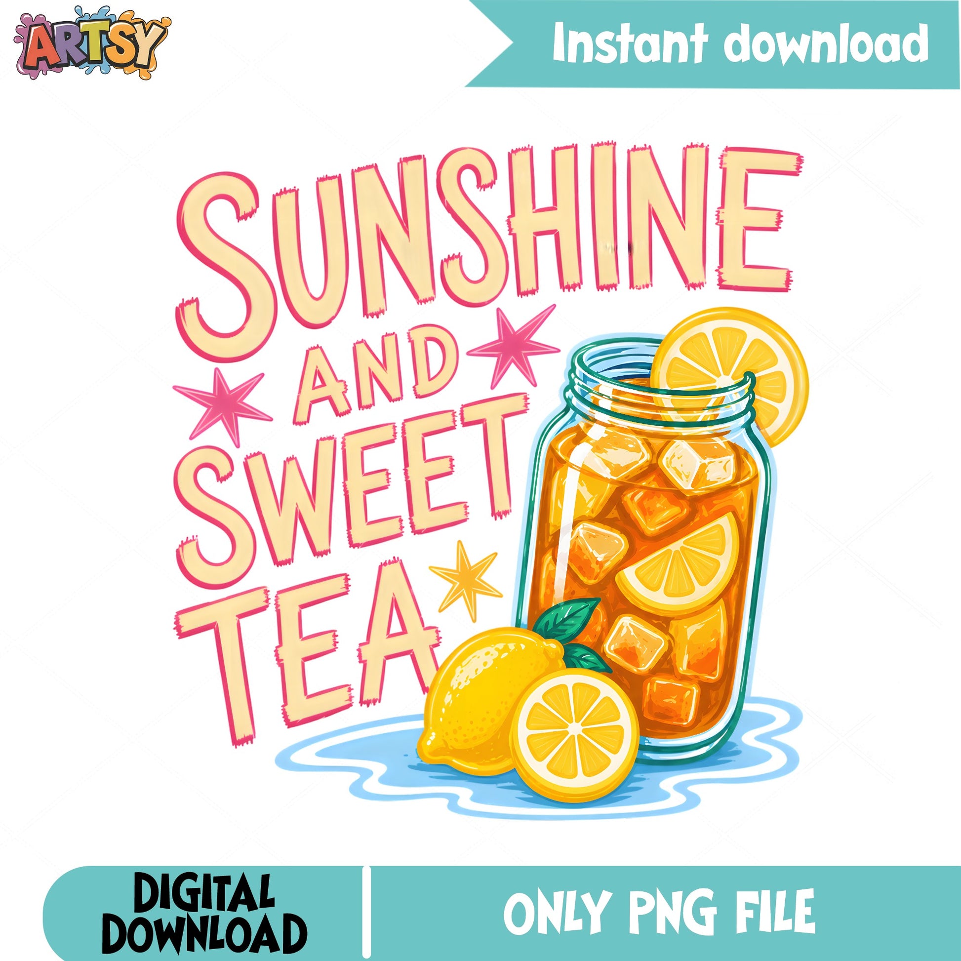Sunshine And Sweet Tea PNG, Summer Iced Tea PNG, Lemon PNG