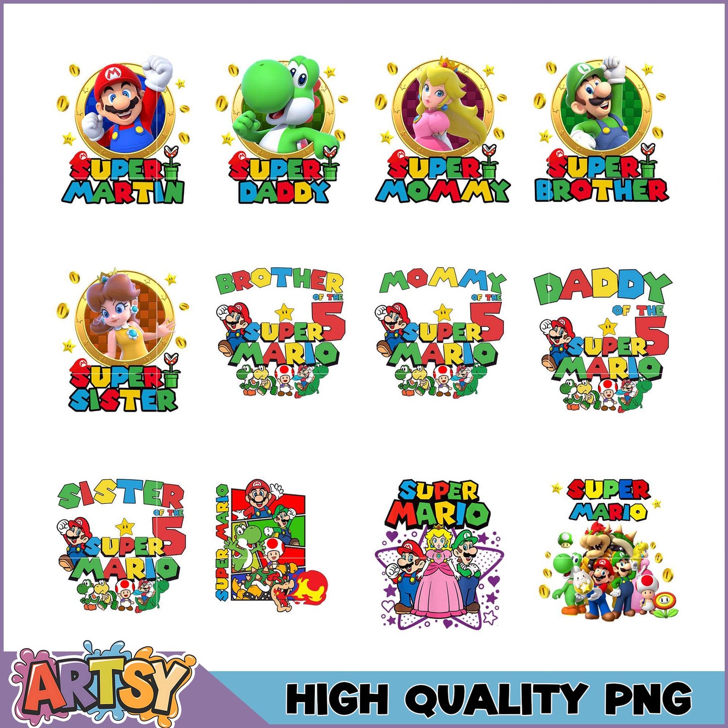 Super Mario Family PNG Bundle High Quality Images