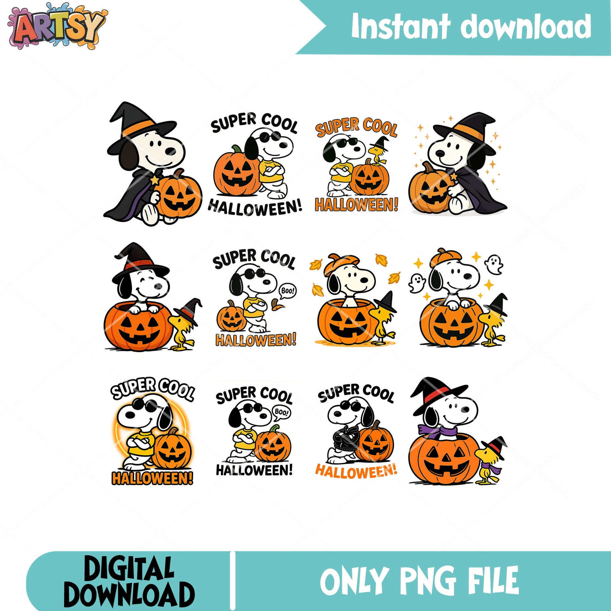 Super cool halloween png bundle, snoopy halloween​ png, snoopy dog png