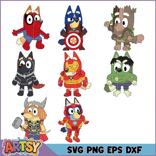 Superhero Puppy SVG Bundle PNG, EPS, DXF