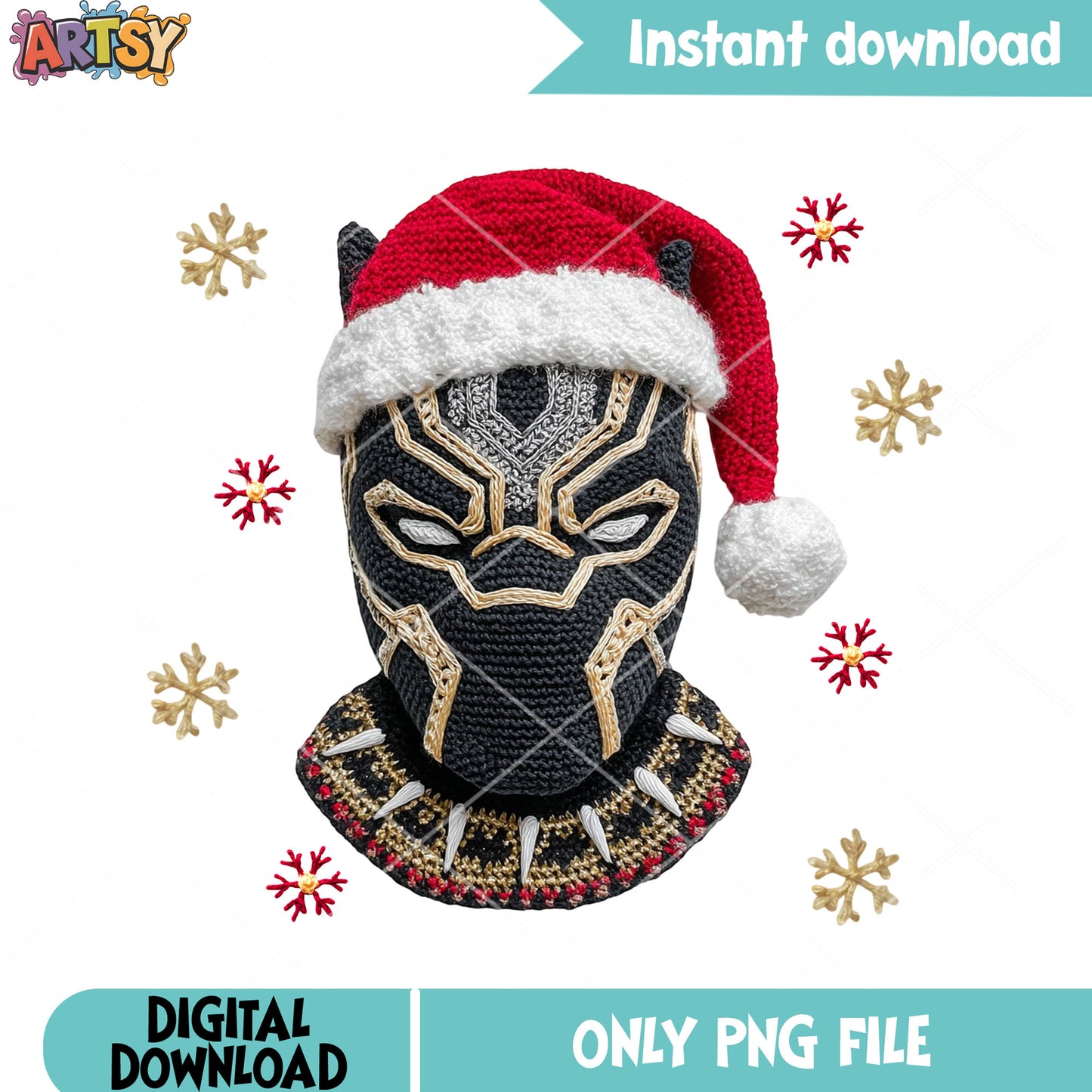 Super heroes smas christmas png, santa hat png, Black panther png