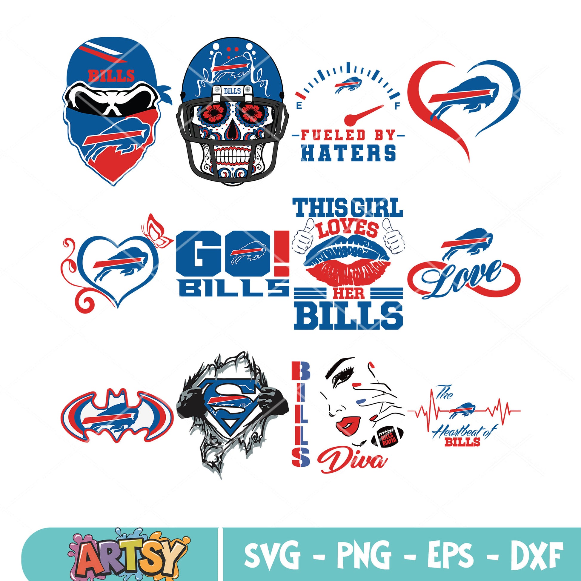 Superman buffalow bundle svg, skull bundle svg, bills buffalow bundle svg