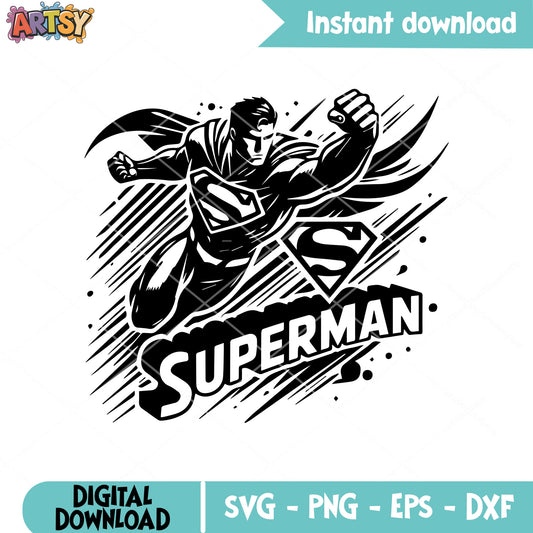 Superman hero black white svg, new superman movie​ svg, new superman​ svg