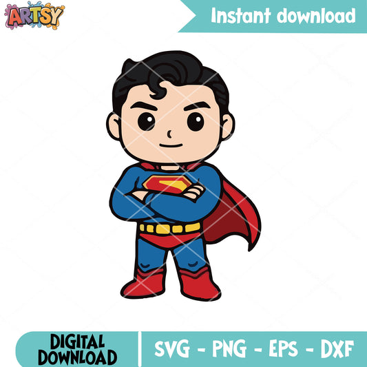 Superman hero chibi svg, new superman movie​ svg, new superman​ svg