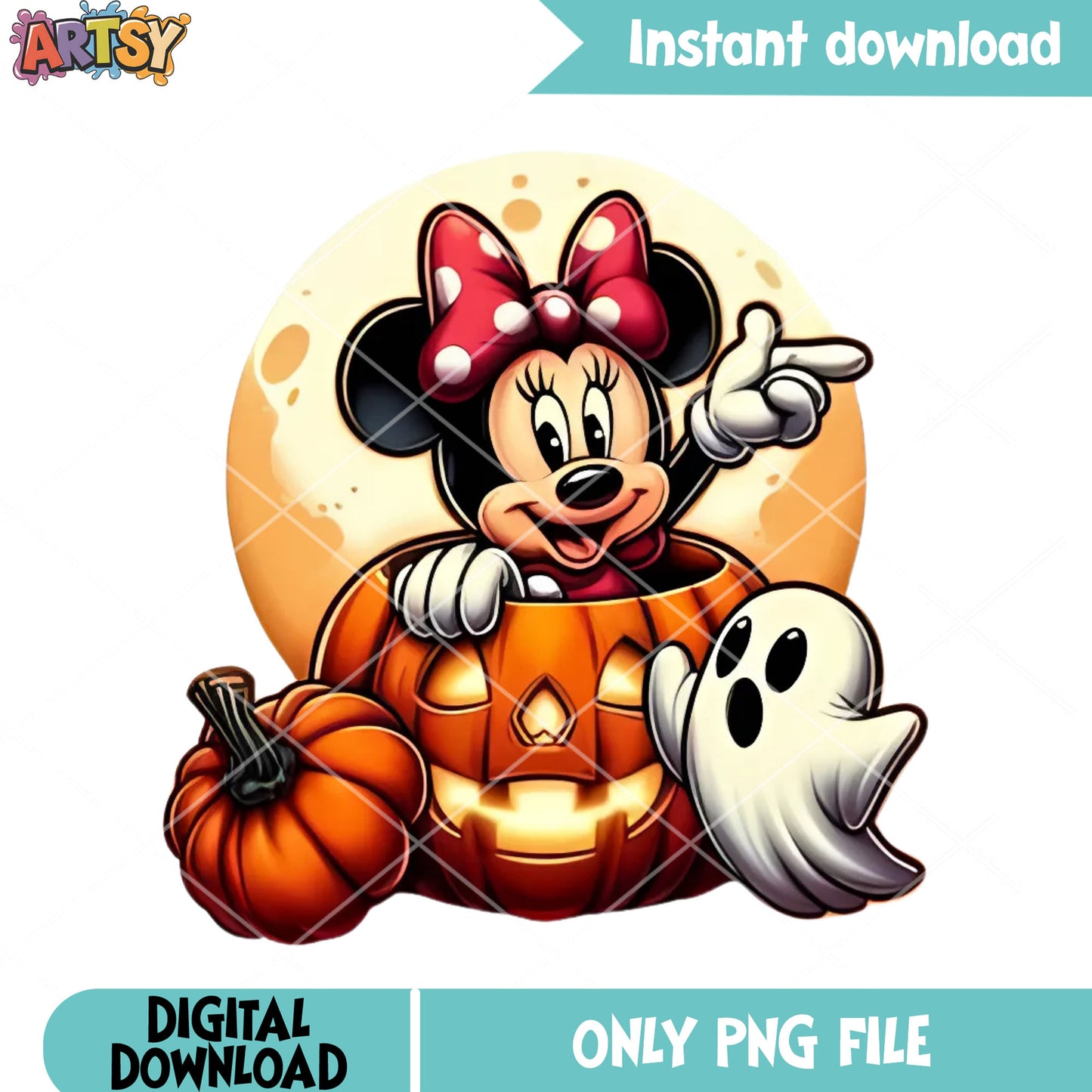 Super moon night and minnie png, jack o lantern png, ghost baby​ png