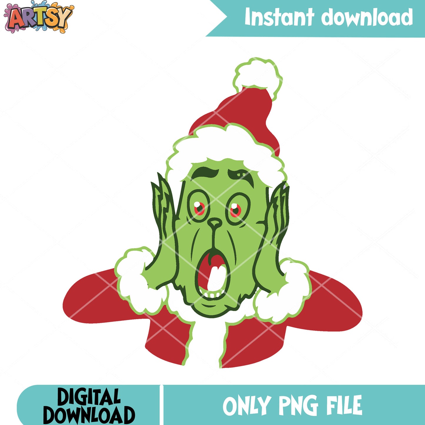 Suprise face grinch santa png, merry christmas png, the grinch png