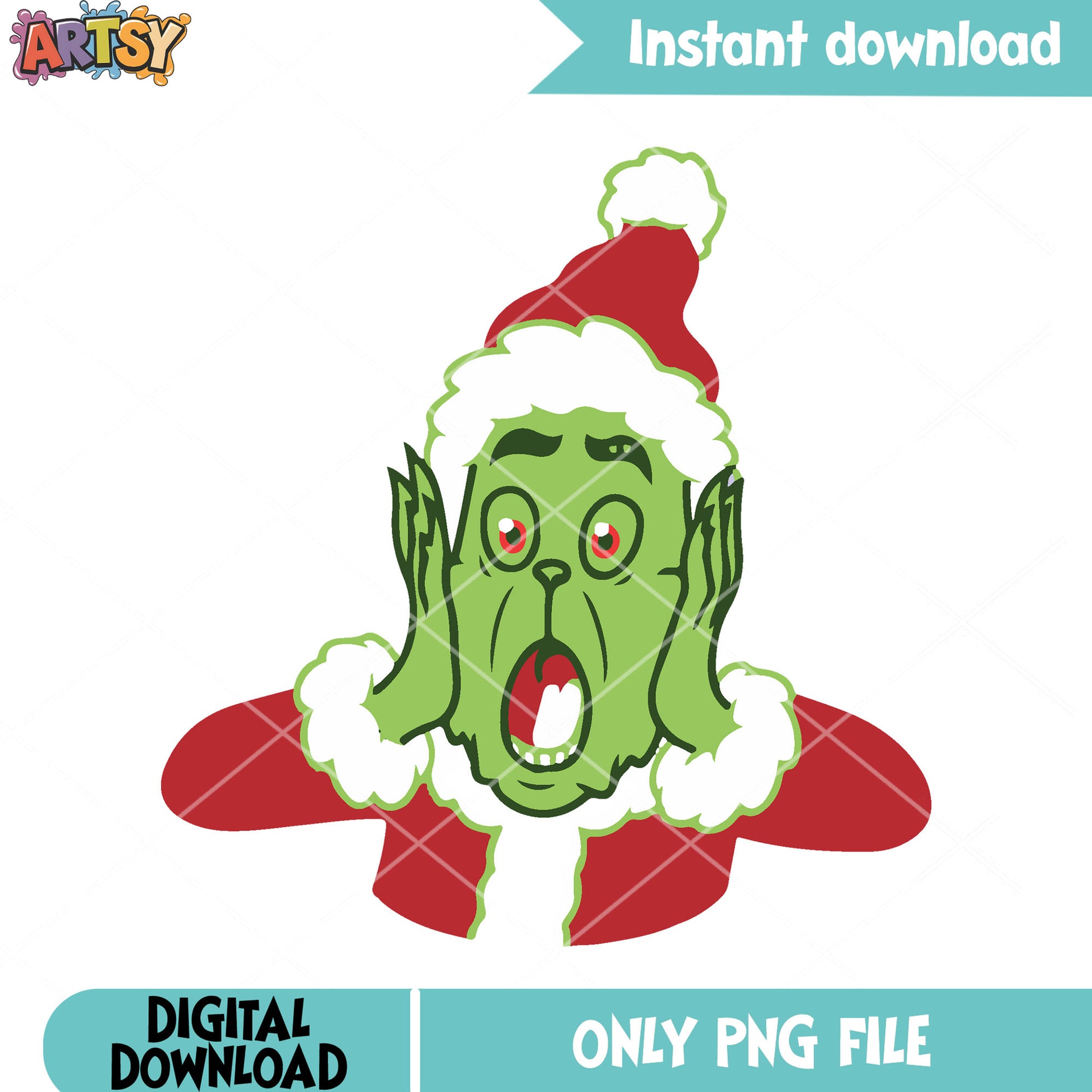 Suprise face grinch santa png, merry christmas png, the grinch png