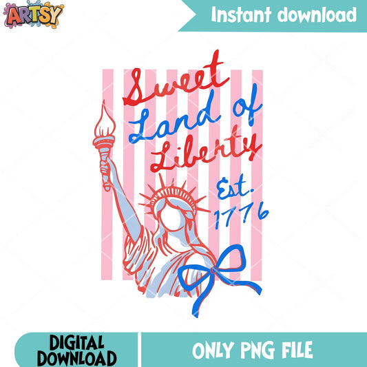 Sweet land of liberty est 1776 png, america icon png, t shirt design png