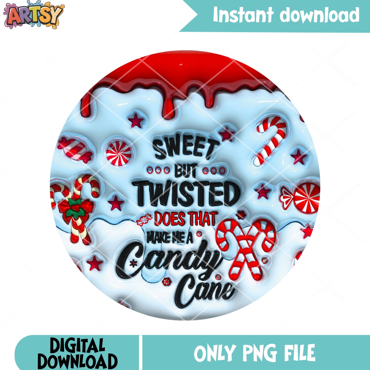Sweet but twisted png, candy cane christmas png, peppermint candy png