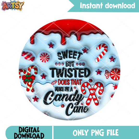 Sweet but twisted png, candy cane christmas png, peppermint candy png