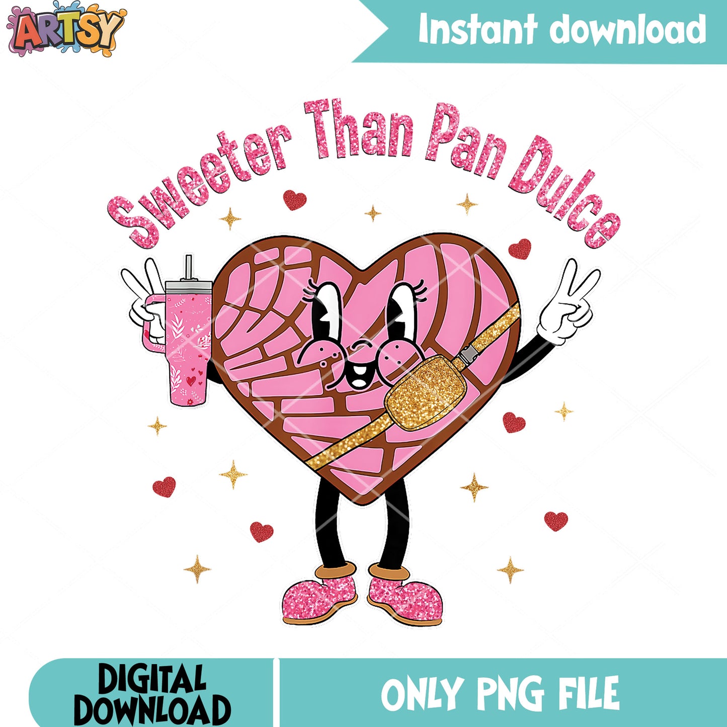 Sweeter than pn dulce png, valentine heart png, valentine gifts png