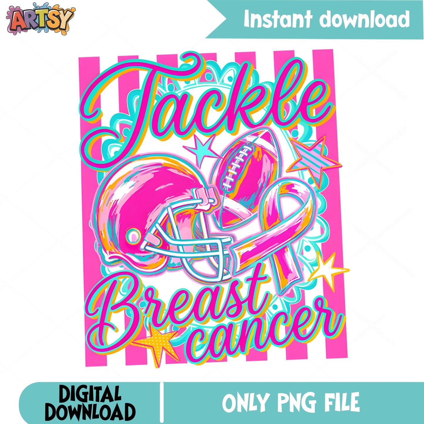 Tackle Breast Cancer PNG, Football Awareness Ribbon PNG, Pink Ribbon PNG