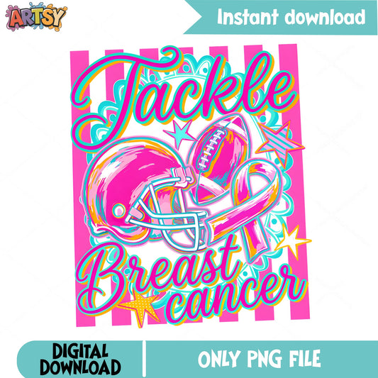Tackle Breast Cancer PNG, Football Awareness Ribbon PNG, Pink Ribbon PNG